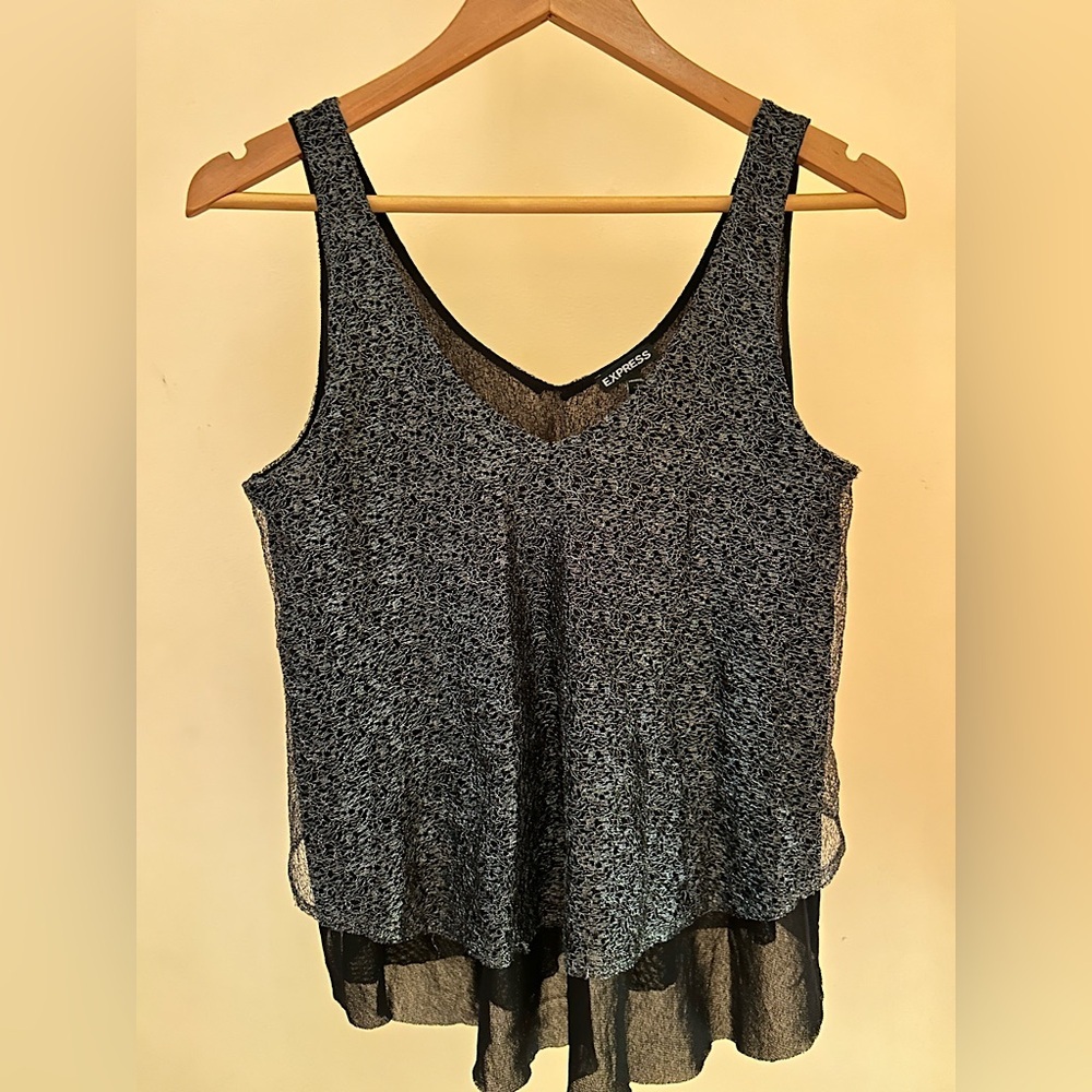 Express Layered Black Metallic Tank Top – Women Size Small
